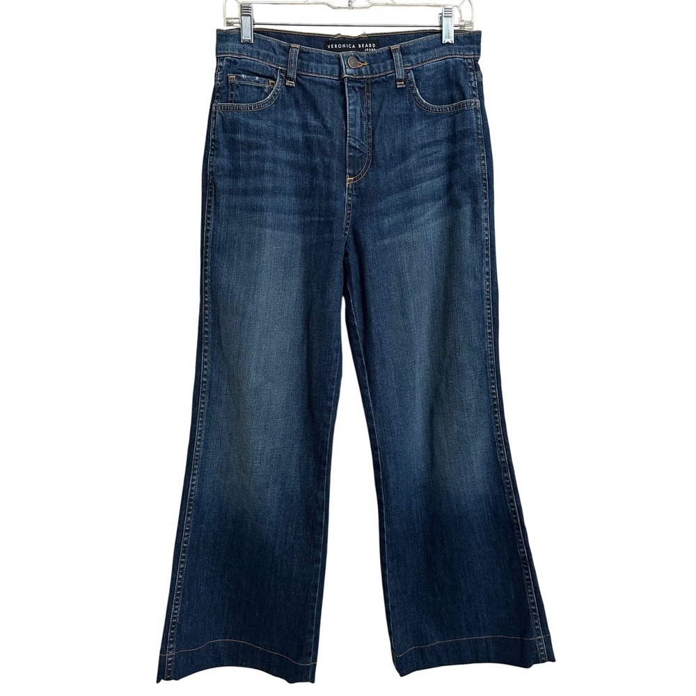 Veronica Beard Layton Wide Leg High Rise Jeans Dark Wash 27